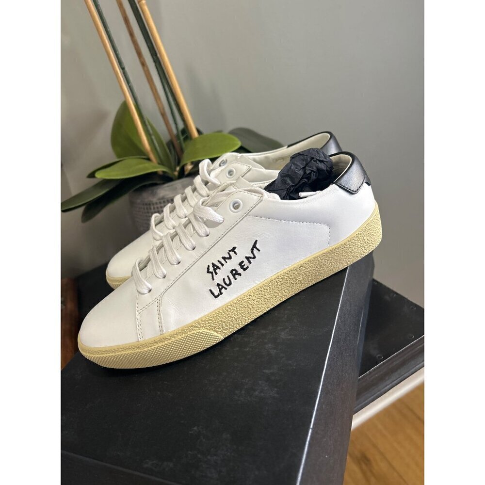 Saint Laurent Court Classic Sl/06 Embroidered Sneakers White Womens 36 6 - Picture 6 of 14